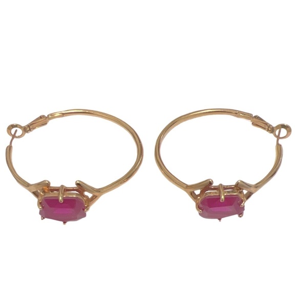 KATE SPADE • Gold and Amethyst Purple Gemstone Hoop Earrings - Picture 5 of 5